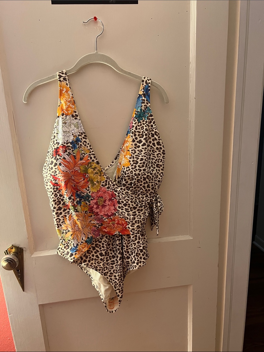 Johnny Was Floral & Leopard Wrap One-Piece Swimsuit - Multicolor